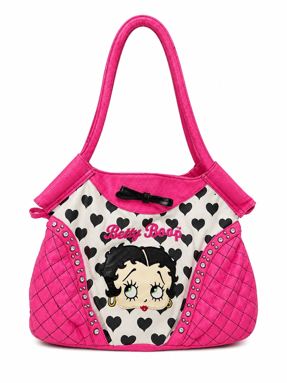Betty Boop Hot Pink Heart-Print Shoulder Bag